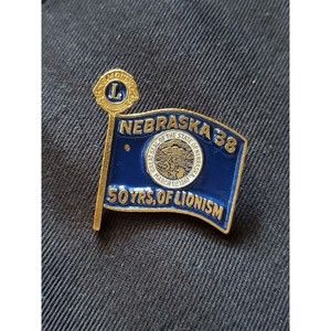 VTG Lions Club Nebraska 38 50 Yrs of Lionism Seal State Pin Masonic Stam…